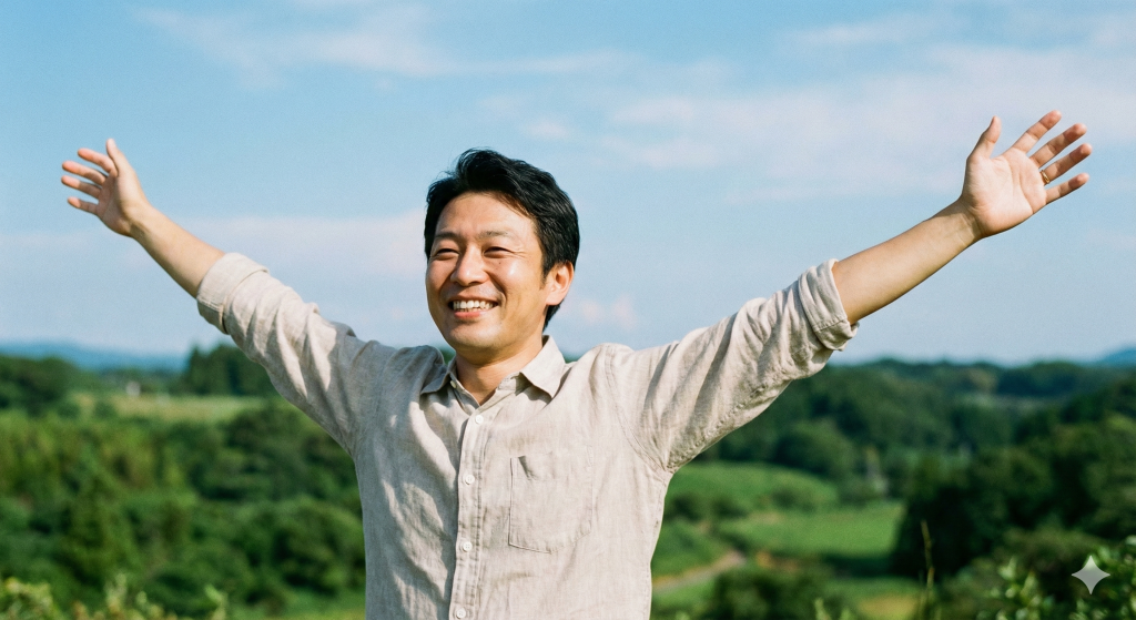 肩こりから解放された40代日本人男性