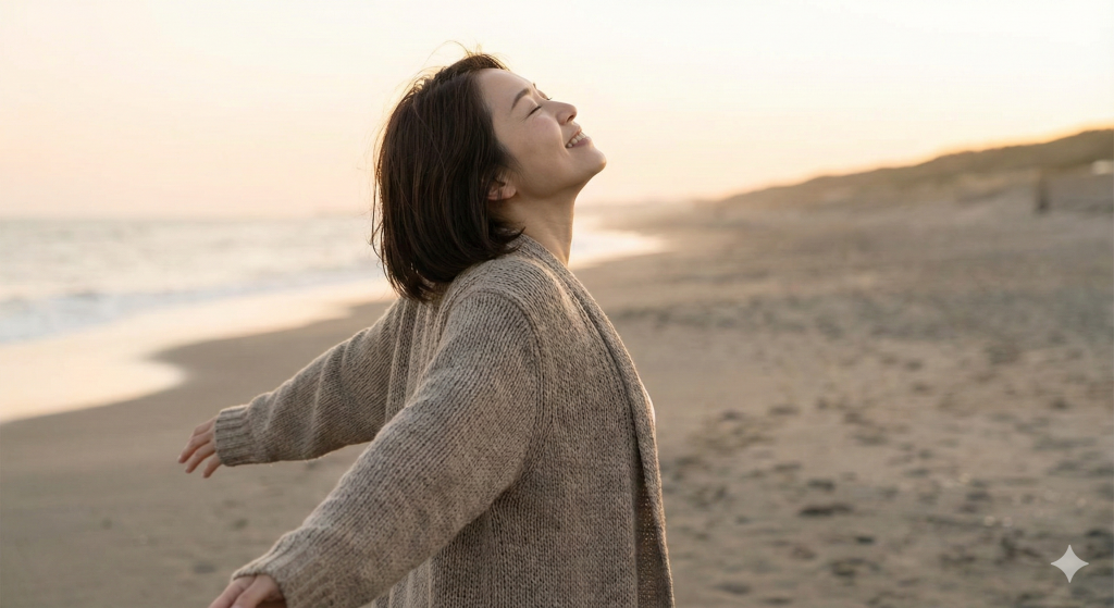 苦しみから解放された女性