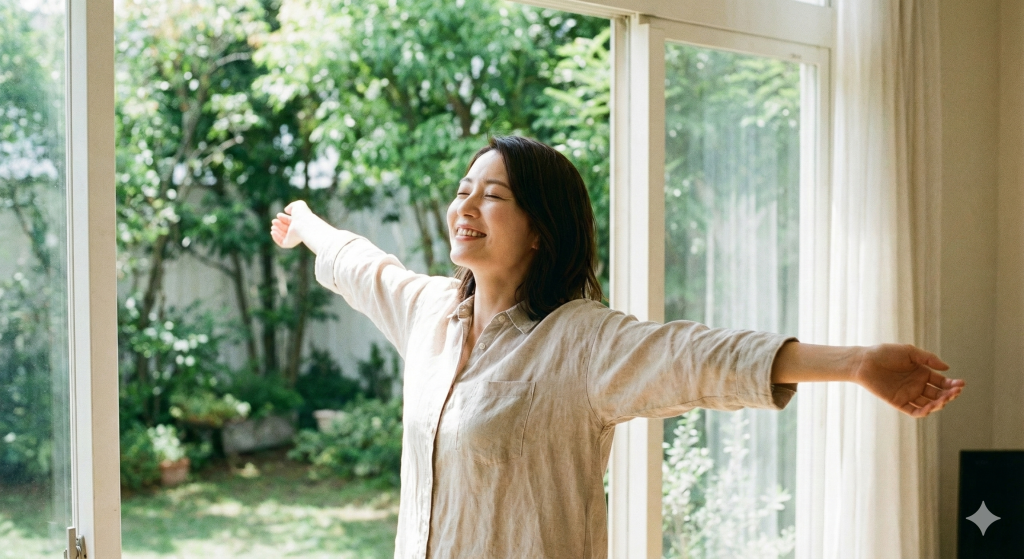 かゆみから解放された女性