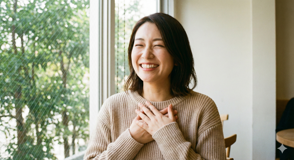 喉の痛みから解放された女性