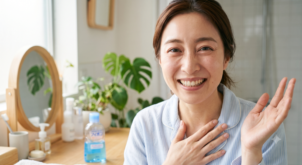 目の痛みから解放された女性
